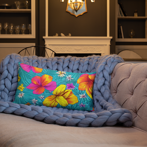 Tropical Floral Premium Throw Pillow Reversible