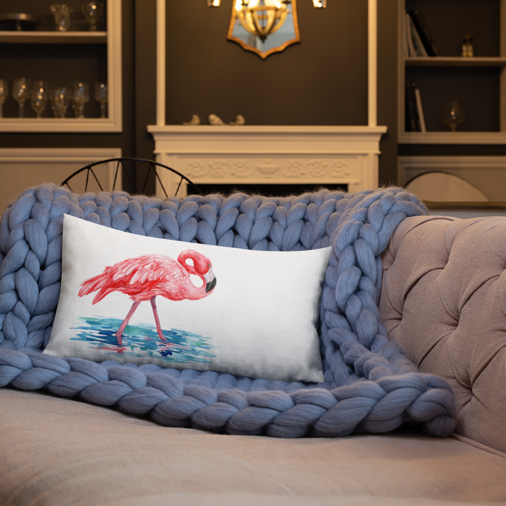 Watercolor Flamingo Premium Throw Pillow