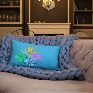 Tropical Watercolor Bouquets Premium Throw Pillow Reversible