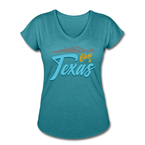 Close to Texas -  Women's Tri-Blend V-Neck T-Shirt - heather turquoise