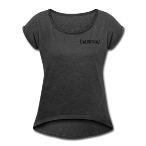 island hideaway - Women's Roll Cuff T-Shirt - heather black
