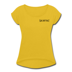 island hideaway - Women's Roll Cuff T-Shirt - mustard yellow