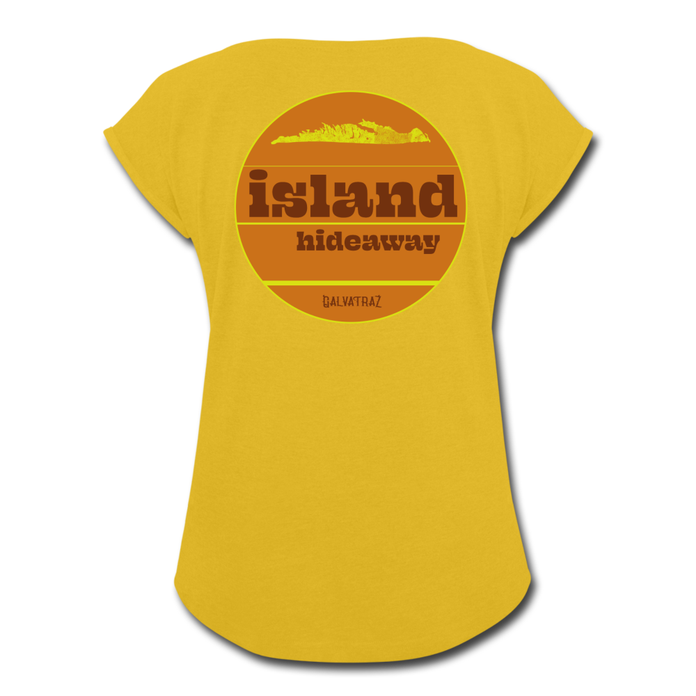 island hideaway - Women's Roll Cuff T-Shirt - mustard yellow