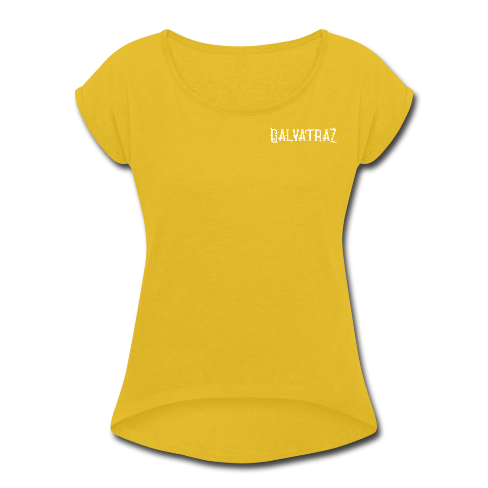 Island - Women's Roll Cuff T-Shirt - mustard yellow
