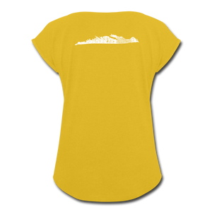 Island - Women's Roll Cuff T-Shirt - mustard yellow
