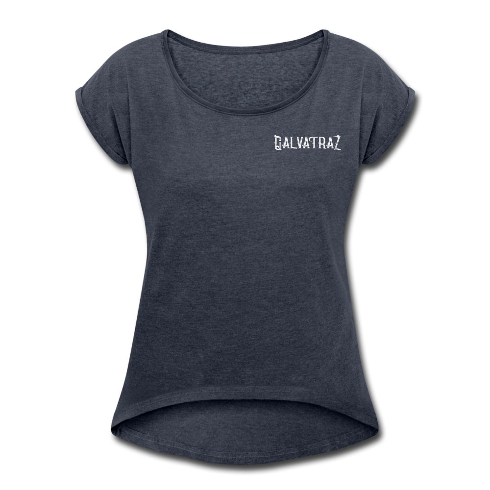 Island Quaratine - Women's Roll Cuff T-Shirt - navy heather