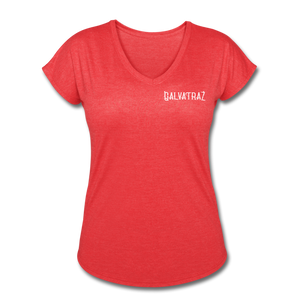 Island Quaratine - Women's Tri-Blend V-Neck T-Shirt - heather red