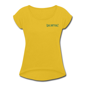 Stranded On The Strand - Women's Roll Cuff T-Shirt - mustard yellow