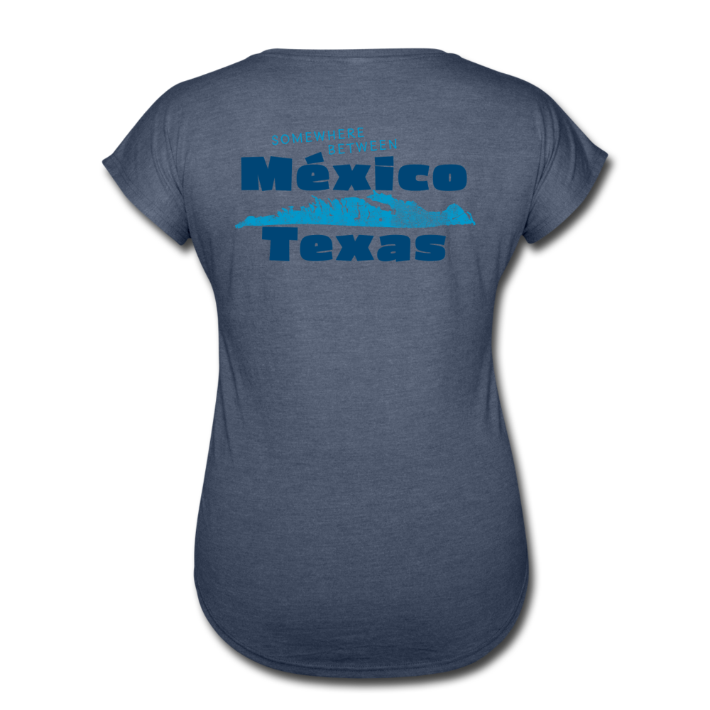 Somewhere Between Mexico and Texas - Women's Tri-Blend V-Neck T-Shirt - navy heather