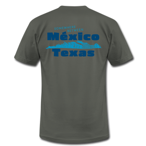 Somewhere Between Mexico and Texas - Unisex Jersey T-Shirt by Bella + Canvas - asphalt