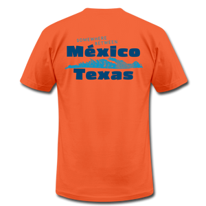 Somewhere Between Mexico and Texas - Unisex Jersey T-Shirt by Bella + Canvas - orange