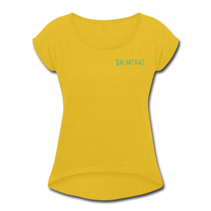 Escape America - Women's Roll Cuff T-Shirt - mustard yellow