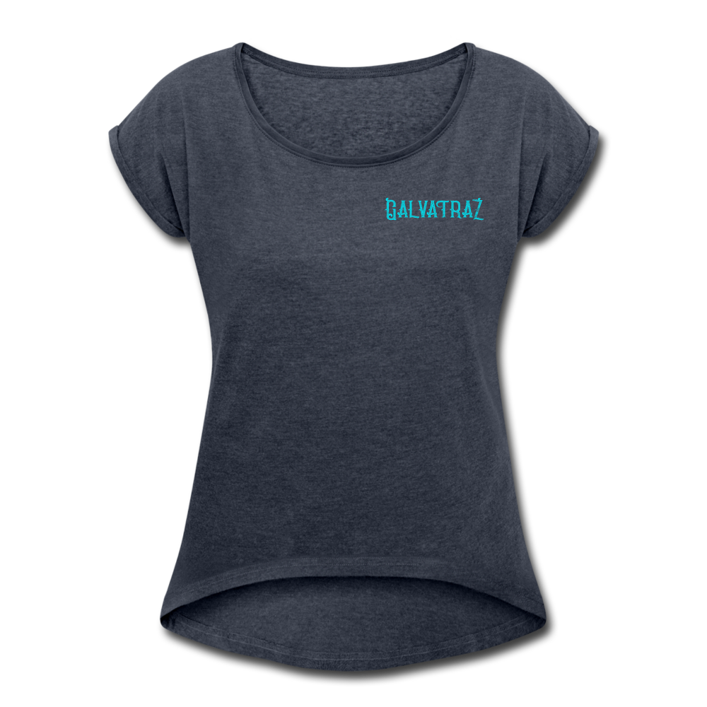 Catching The Wave - Women's Roll Cuff T-Shirt - navy heather
