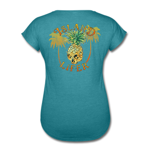 Island Lifer -  Women's Tri-Blend V-Neck T-Shirt - heather turquoise