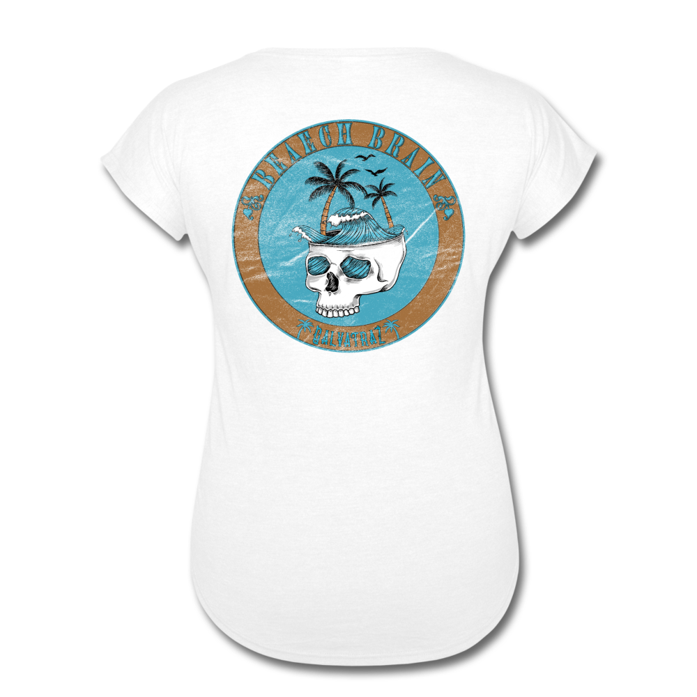 Beach Brain - Women's Tri-Blend V-Neck T-Shirt - white