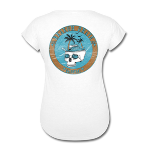 Beach Brain - Women's Tri-Blend V-Neck T-Shirt - white