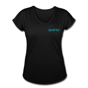 Beach Brain - Women's Tri-Blend V-Neck T-Shirt - black