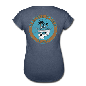 Beach Brain - Women's Tri-Blend V-Neck T-Shirt - navy heather