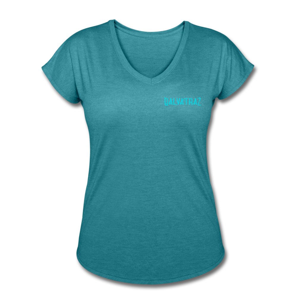 Beach Brain - Women's Tri-Blend V-Neck T-Shirt - heather turquoise