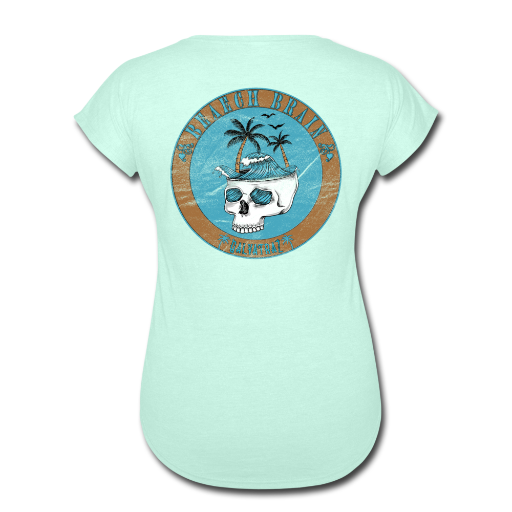Beach Brain - Women's Tri-Blend V-Neck T-Shirt - mint