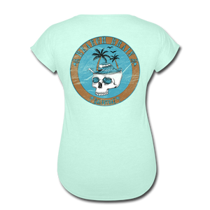 Beach Brain - Women's Tri-Blend V-Neck T-Shirt - mint