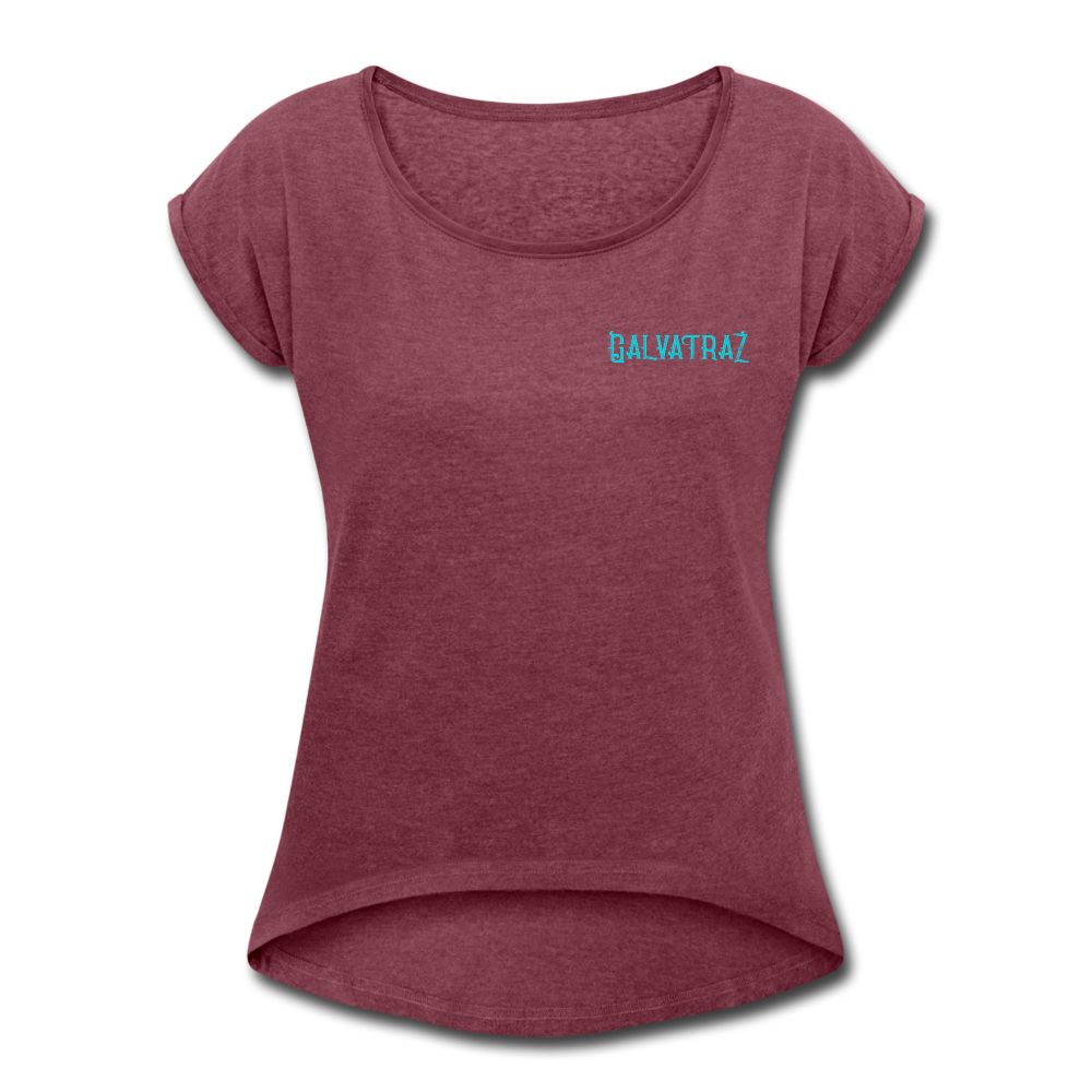 Beach Brain - Women's Roll Cuff T-Shirt - heather burgundy
