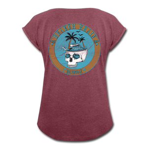 Beach Brain - Women's Roll Cuff T-Shirt - heather burgundy