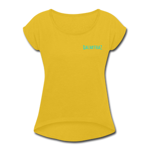 Beach Brain - Women's Roll Cuff T-Shirt - mustard yellow
