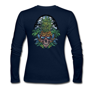Pineapple Palms - Women's Long Sleeve Jersey T-Shirt - navy