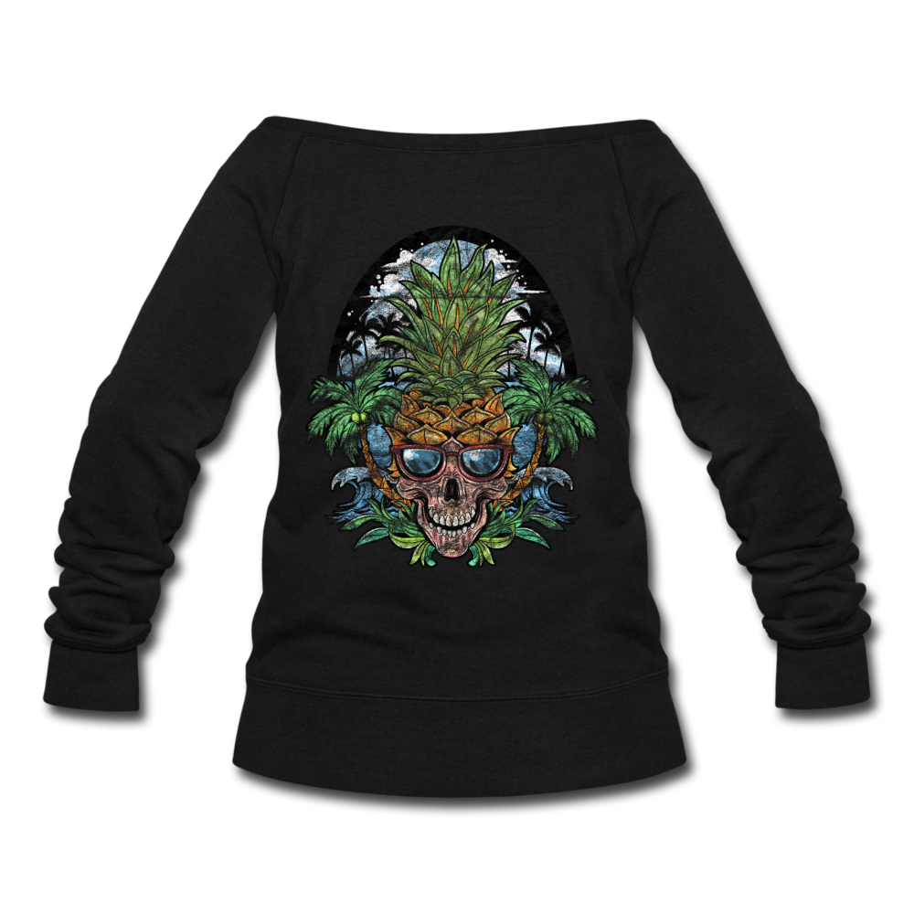 Pineapple Palms - Women's Wideneck Sweatshirt - black