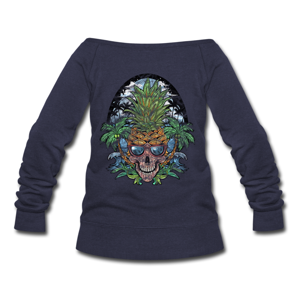 Pineapple Palms - Women's Wideneck Sweatshirt - melange navy
