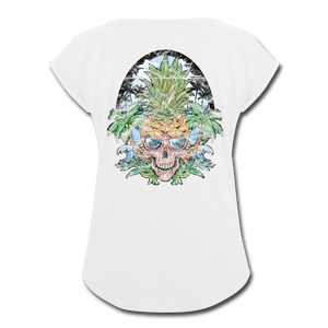 Pineapple Palms - Women's Roll Cuff T-Shirt - white