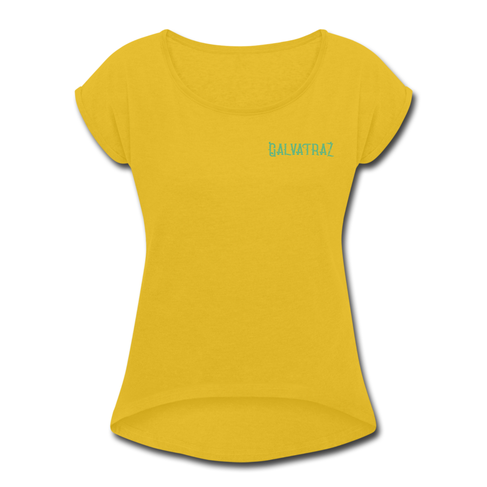 Pineapple Palms - Women's Roll Cuff T-Shirt - mustard yellow