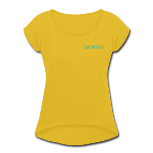 Pineapple Palms - Women's Roll Cuff T-Shirt - mustard yellow