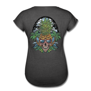 Pineapple Palms - Women's Tri-Blend V-Neck T-Shirt - deep heather
