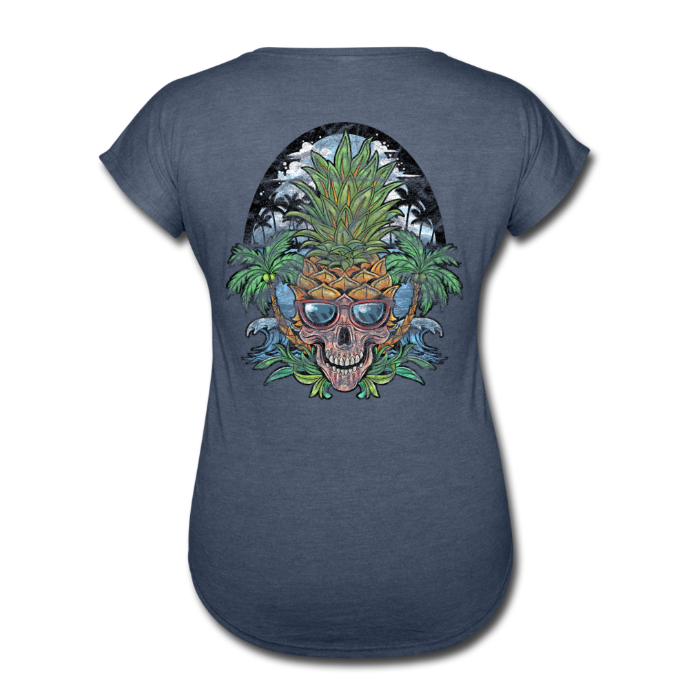 Pineapple Palms - Women's Tri-Blend V-Neck T-Shirt - navy heather