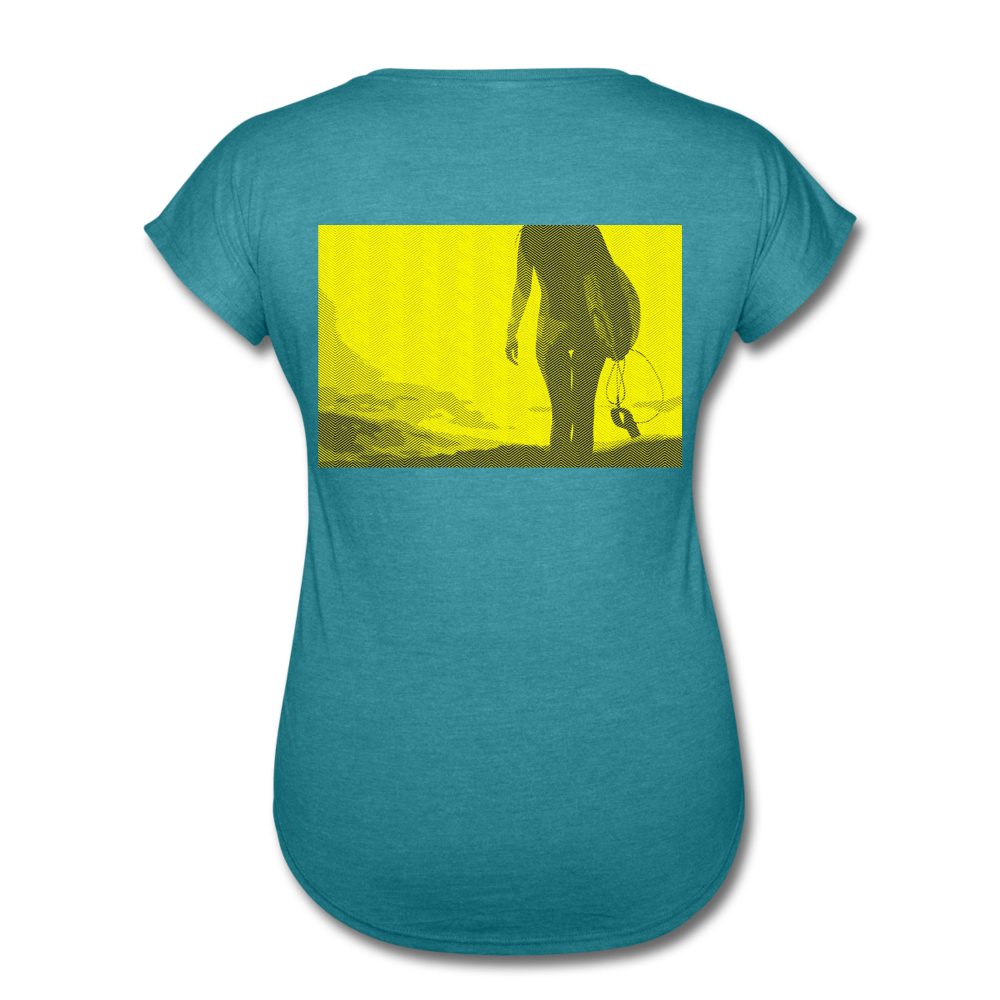 Surfer Girl - Women's Tri-Blend V-Neck T-Shirt - heather turquoise