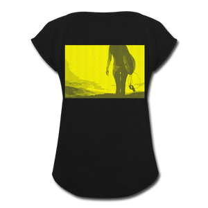 Surfer Girl - Women's Roll Cuff T-Shirt - black