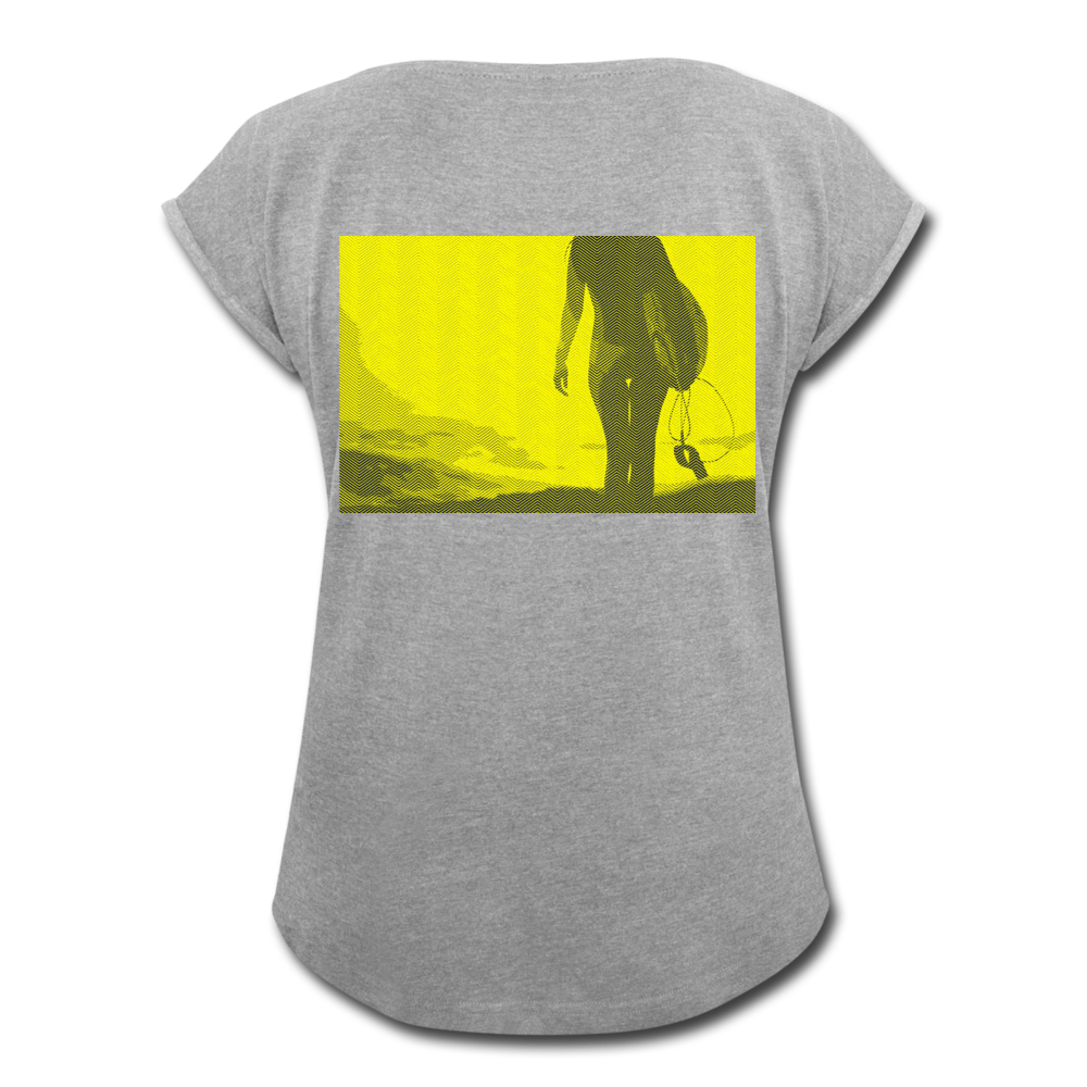 Surfer Girl - Women's Roll Cuff T-Shirt - heather gray