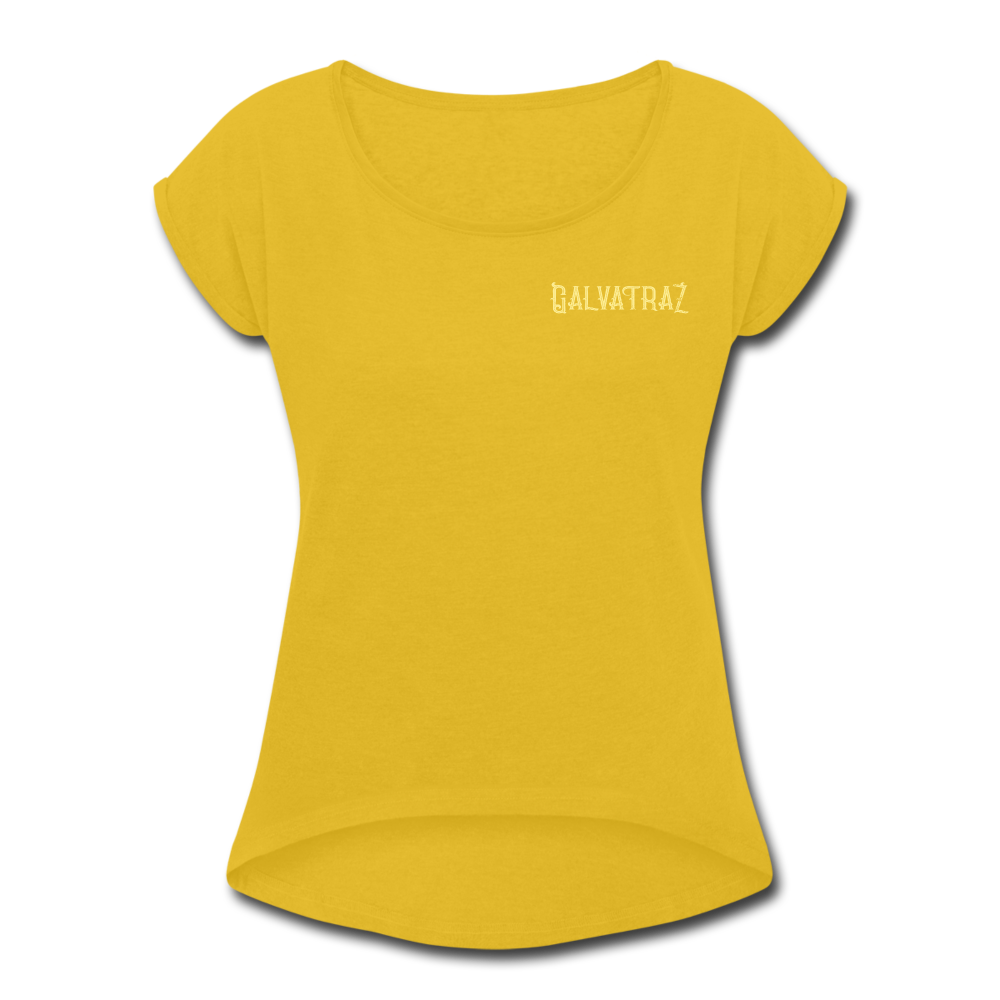 Surfer Girl - Women's Roll Cuff T-Shirt - mustard yellow