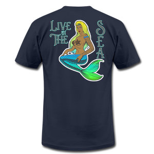 Live by The Sea -  Unisex Jersey T-Shirt - navy