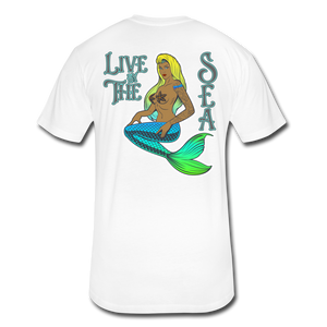 Live by The Sea -  Men's Super Soft Cotton/Poly T-Shirt - white