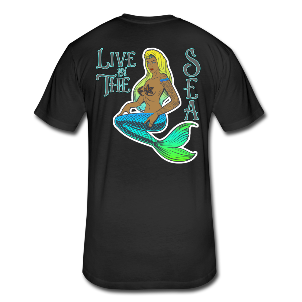 Live by The Sea -  Men's Super Soft Cotton/Poly T-Shirt - black