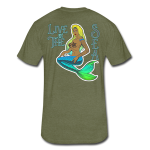 Live by The Sea -  Men's Super Soft Cotton/Poly T-Shirt - heather military green