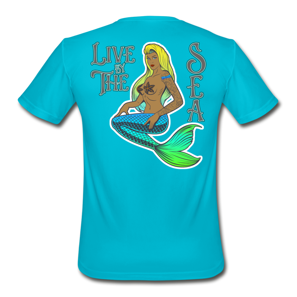 Live by The Sea -  Men’s Rash Guard - turquoise