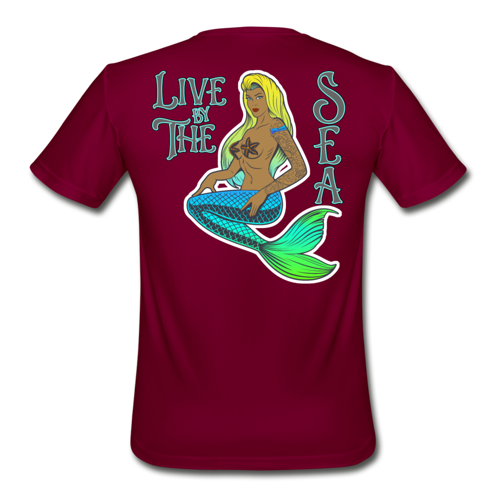 Live by The Sea -  Men’s Rash Guard - burgundy