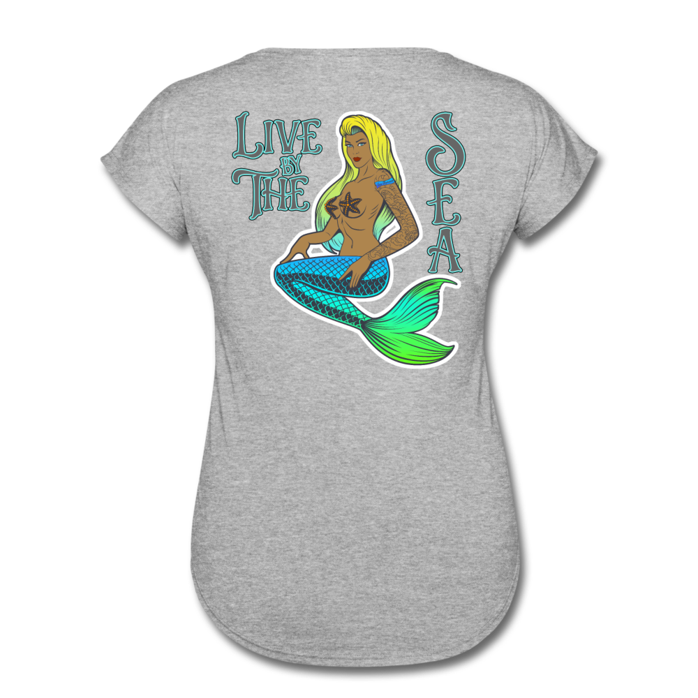 Live by The Sea -  Women's Tri-Blend V-Neck T-Shirt - heather gray