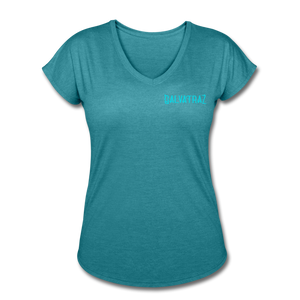 Live by The Sea -  Women's Tri-Blend V-Neck T-Shirt - heather turquoise