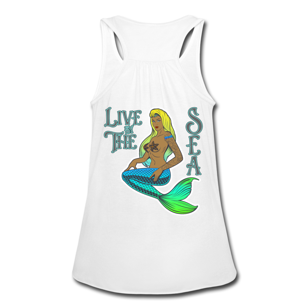 Live by The Sea -  Women's Flowy Tank Top - white