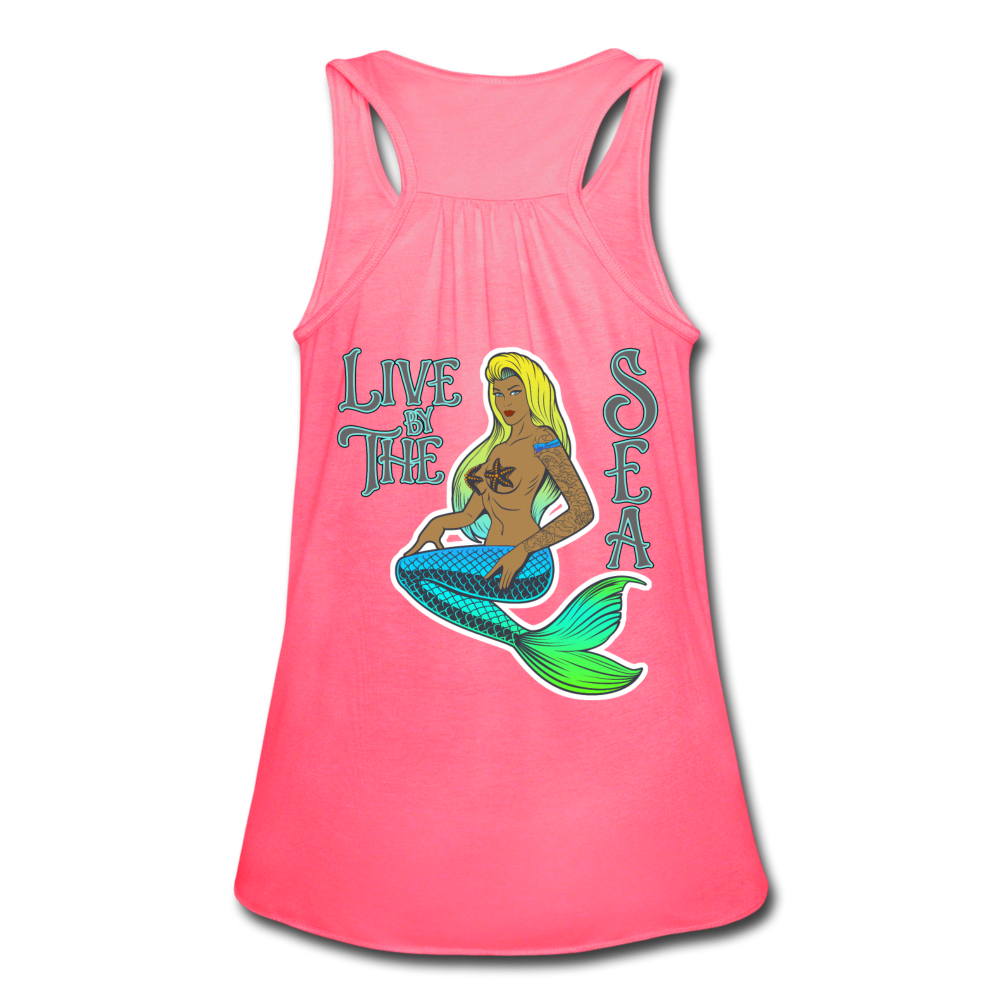 Live by The Sea -  Women's Flowy Tank Top - neon pink